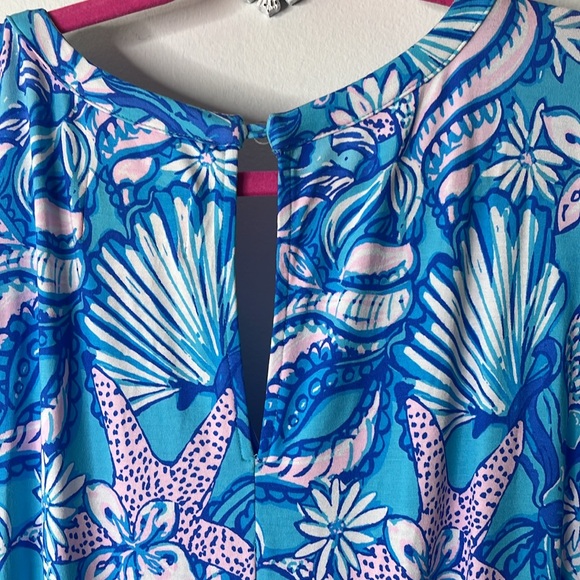 Lilly Pulitzer Ravi Short Sleeved Romper in Amalfi Blue Sound The Sirens, Small. - Picture 10 of 13